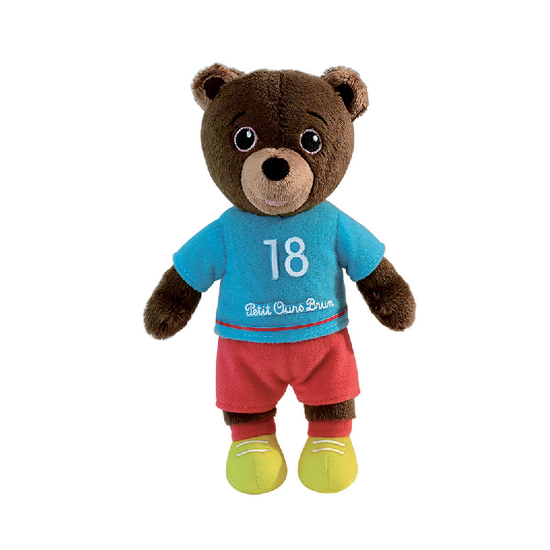  petit ours brun soft toy footballer 15 cm 